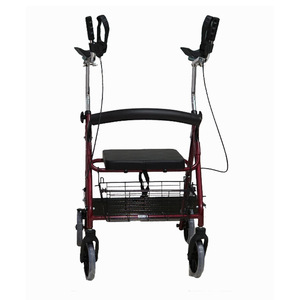 Foldable Portable <b>Walker</b> <b>Rollator</b> 60x26x71 Cm Red Four Wheel With Seat And Basket For Elderly Mobility Aid - Product Image 3