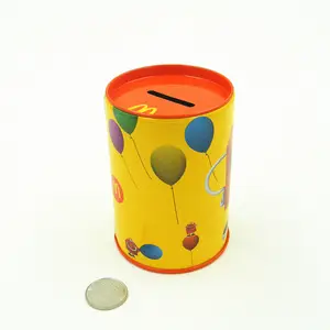 מתכת עגול מטבע כסף פיגי קופסות פח לחסוך כסף תיבת טנק