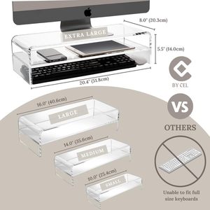 Chất Lượng Cao <span class=keywords><strong>Acrylic</strong></span> Màn Hình Đứng Cho Bàn 2 Tier Máy Tính Xách Tay Đứng/Màn Hình Máy Tính Đứng Riser Với Bàn Phím Lưu Trữ Nhà Văn Phòng - Product Image 3