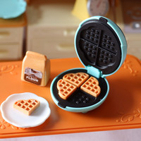 Mini gaufrier miniature d'usine, accessoire de cuisine pour maison de poupée, double moule, simulation d'appareil miniature, modèle de jeu alimentaire DIY, cadeau