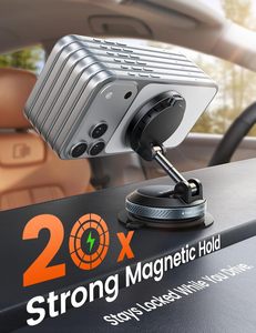 Support de téléphone de voiture avec charge sans fil, charge rapide 15W, rotation à 360°, ventouse pour tableau de bord et pare-brise, universel - Product Image 6