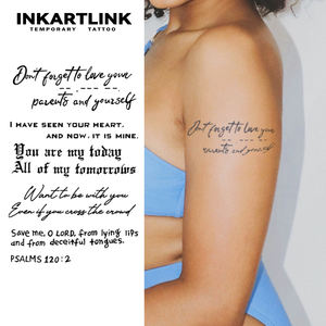 สติกเกอร์สักลาย INKARTLINK สำหรับติดผิวกาย สติกเกอร์สักลายแบบข้อความ กันน้ำ เป็นมิตรกับสิ่งแวดล้อม ติดทนนาน 15 วัน จำหน่ายแบบขายส่ง - Product Image 1