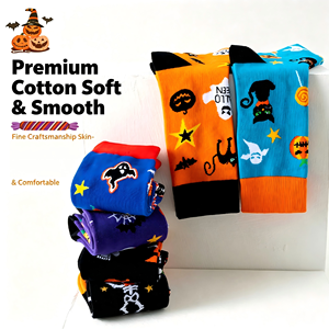 Nouvelles chaussettes cylindriques unisexes à motif chauves-souris et citrouilles pour Halloween, chaussettes imprimées en coton fantaisie pour hommes, automne et hiver - Product Image 2