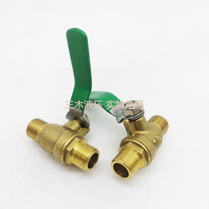 Robinet à bille fileté 1/4 pouce, tout en cuivre, poignée verte, raccord pour tuyau d'eau - Product Image 2