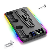 Base de refroidissement universelle en plastique pour console PS5 Slim Pro, support de ventilateur multifonctionnel, station de charge double pour manettes, éclairage RGB