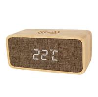 Chargeur sans fil en bois MDF alimenté par USB avec réveil à commande vocale pour le bureau et le salon