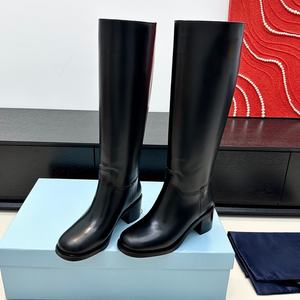 Zapatos de plataforma de moda para mujer, botas por encima de la rodilla de cuero genuino de alta calidad, zapatos de diseñador de lujo para mujer, botas largas para exteriores - Product Image 1