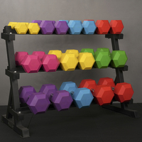 Haltères hexagonaux colorés personnalisés de haute qualité avec matériau PVC/TPE, durables et antidérapants pour l'entraînement de force des bras, utilisation en salle de sport et fitness