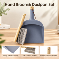 Ensemble pelle et brosse de bureau mini écologiques avec manche en bambou pour le nettoyage domestique