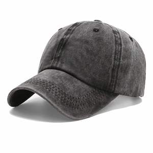 Casquette de baseball réglable de luxe à 6 panneaux, en denim vieilli uni enduit, avec logo personnalisé, style rétro vintage, pour un look sportif et hip-hop - Product Image 1