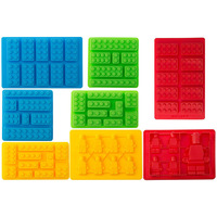 Juego de cubitos de hielo y bandeja para hornear de silicona Lego Brick de 8 piezas para helado casero y hornear herramientas perfectas para hacer helados