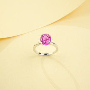 Anillo Clásico de Zafiro Padparadscha en Plata de Ley S925 - Product Image 2