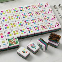 Nouvel Arrivage : Ensemble de Mahjong Élégant et Unique en Écaille de Tortue Florale pour le Divertissement à Domicile