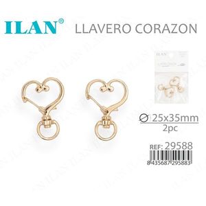 Portachiavi a Forma di Cuore Ilan 25x35mm Placcato Oro 2 Pezzi - Product Image 3