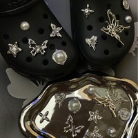 Breloques de chaussures en strass PVC, motifs libellule, rose, insecte, hibou, pour la décoration de pantoufles, cadeaux de Noël pour la décoration de chaussures