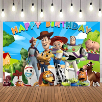 Promotion Toy Story toile de fond dessin animé numérique imprimé Toy Story décorations de fête bannière toile de fond pour enfants garçon joyeux anniversaire