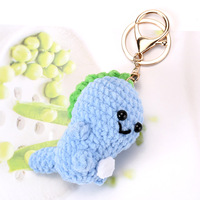 Porte-clés en peluche au crochet, petit dinosaure, pendentif de sac tissé à la main, adorable pendentif en peluche fait main