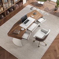 Bureau en forme de L en bois de luxe de style léger bureau d'étude de sensation haut de gamme simple maison moderne salon bureau d'ordinateur