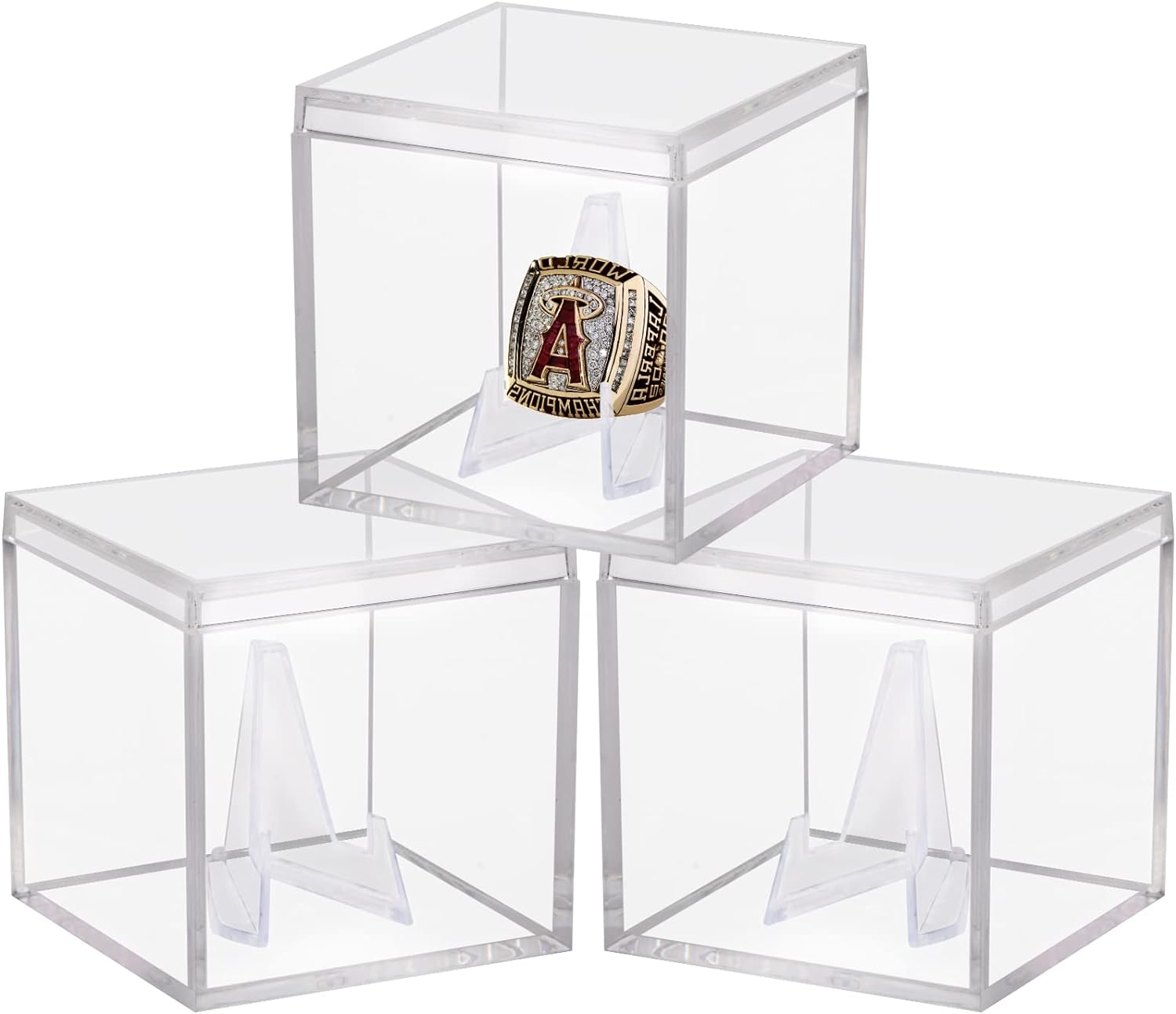 Acrylic Display Case for Championship Ring box Clear Mini Acrylic Easel Stands Challenge Coin Holder Baseball Display Case Box