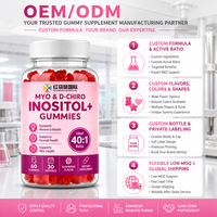 Gummies d'Inositol 1000mg, rapport 40:1, saveur fraise, complément alimentaire, 60 gummies, 30 portions