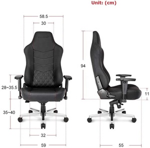 <span class=keywords><strong>Chaise</strong></span> de gaming en mousse et cuir PU de qualité supérieure, fauteuil de jeu à haute résistance en aluminium argenté et durcisseur - Product Image 6