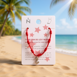 Cavigliera Angelina a sette nodi con cordoncino rosso e lettera S, gioiello di moda per donna - Product Image 2