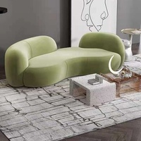 Canapé VONLIVA, design nordique moderne, unique et créatif, en bois courbé et flanelle, une place, pour salons, studios, salons de beauté