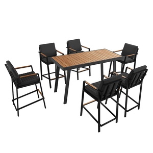 Ensemble <span class=keywords><strong>de</strong></span> salle à manger <span class=keywords><strong>de</strong></span> jardin imperméable, grand fauteuil <span class=keywords><strong>de</strong></span> balcon, mobilier d'hôtel moderne, <span class=keywords><strong>6</strong></span> tabourets <span class=keywords><strong>de</strong></span> <span class=keywords><strong>bar</strong></span> avec accoudoirs et une table <span class=keywords><strong>de</strong></span> <span class=keywords><strong>bar</strong></span> - Product Image 5