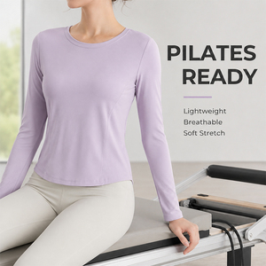 Camiseta de Manga Larga para Pilates, Ligera, Suave, Transpirable, de Alta Elasticidad, Ajustada, para Yoga y Fitness - Product Image 1