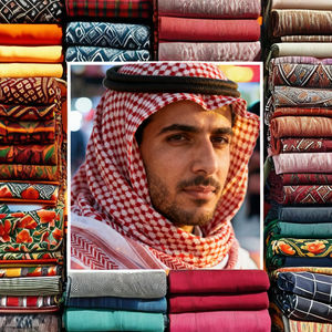 ผ้าคลุมศีรษะแบบอาหรับสำหรับผู้ชาย สีแดงขาว ผ้าโพลีเอสเตอร์คุณภาพสูง ขายส่ง ผ้าพันคอเคฟฟียะห์ ชีมาห์ ผ้าชีฟองปาเลสไตน์ อัลฮารอม ขนาด 50x50 ซม. - Product Image 4