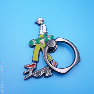 Custom <b>Ring</b> Holder Phone Stand Zinc Alloy Gunmetal Desktop Stand With <b>Cartoon</b> Character Design Manual Clip Insert Type - Product Image 1