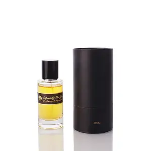 Diskon besar 50ml kosong tebal bawah silinder bulat bening kaca botol parfum kosmetik isi ulang botol semprot parfum dengan kotak