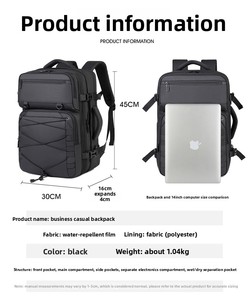 Sac à dos pour ordinateur portable professionnel, antivol, imperméable, durable, en polyester Oxford, sac de voyage pour le travail au bureau, unisexe - Product Image 5