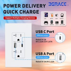 Chúng tôi tiêu chuẩn <span class=keywords><strong>USB</strong></span> ổ cắm tường Type-C sạc tường ổ cắm 20a125v tốc độ phí <span class=keywords><strong>USB</strong></span> tường 20A Duplex Chống giả mạo ổ cắm - Product Image 5
