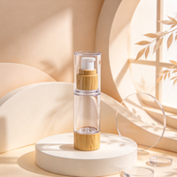 Botol Kosmetik Vakum Bambu Ramah Lingkungan Portabel untuk Pengemasan Stok, Dilengkapi Pompa