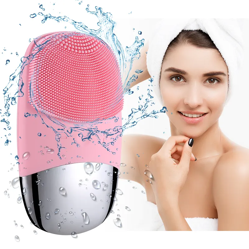 Wholesale Mini 3D Double Side Skin Care Tool Facial Cleanser Brush Face Cleaning Sonic Silicone Facial Massager Cleansing Brush