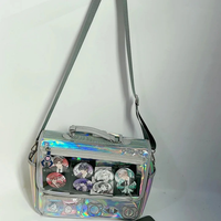 Sac Messager Ita du Fabricant avec Poche pour Bouteille d'Eau, en Cuir PU Holographique Laser, Porte-documents pour Présentation d'Anime