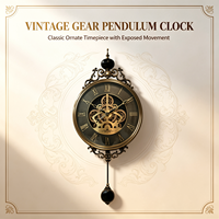 Jam Dinding Pendulum Open Gear Vintage, Dekorasi Ruang Tamu Rumah Mewah Jam Dinding Antik Dekoratif untuk Dekorasi Interior