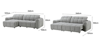Canapé d'angle moderne en forme de L avec revêtement en tissu, design pliable coulissant, canapé-lit électrique pour hôtel et salon