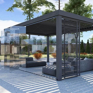 Pergola Bioclimatique Moderne Motorisée avec Toit en Verre Trempé pour Hôtels, auvent Neige & Turquie, Lames en Aluminium, Design à Persiennes - Product Image 5