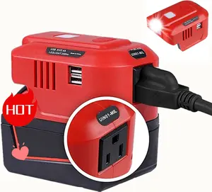 Inverter daya 150W untuk inverter catu daya baterai Lithium 18V konversi untuk Milwauk DC ke AC adaptor inverter baterai