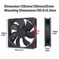 Ventilateur de refroidissement sans balais PWM 4 broches GDSTIME GDA1225 120 mm DC 12 V 120x120x25 mm avec dissipateur thermique en plastique pour boîtier d'ordinateur et refroidisseur de CPU