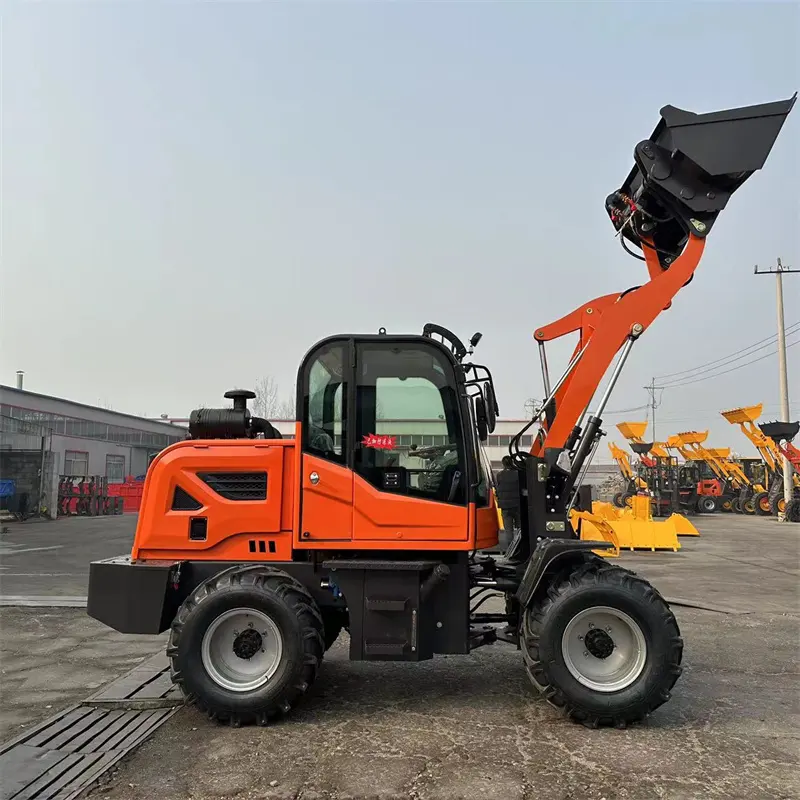 High Quality Ready to ship 4x4 mini front end loader 1000kg 1500kg 2 ton wheel loader with air conditioner