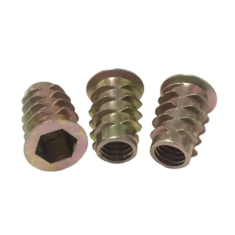 Wood Threaded Inserts,Wood Insert Nut Type D,Flat Head Furniture Nut