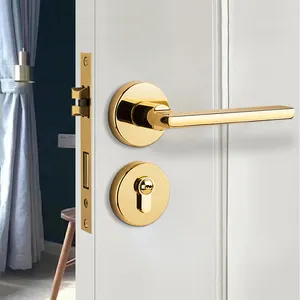 Door Lever Handle Modern Door Lever Knob Gold Minimalist Luxury Door Lock Bedroom Office Kitchen Handles