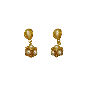 Boucles d'oreilles bohèmes chic en fausses perles pour femmes, plaquées argent, perles rondes, bijoux à gouttes, cadeau de mariage, boucles d'oreilles en perles de Chine - Product Image 1