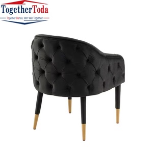 Sillón de Terciopelo de Diseño Moderno y Ligero de Lujo con Patas de Metal Negro para Comedor y Sala de Estar, para el Hogar y el Recibidor - Product Image 2