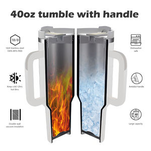 Gobelet isotherme en acier inoxydable à double paroi H2.0 de 40 oz avec logo personnalisé, blanc, pour l'aventure, le voyage, le café, avec poignée - Product Image 5