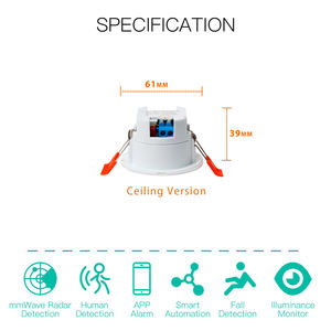 天花板安装图亚紫蜂WIFI人体存在传感器毫米波雷达照度监视器，用于各种运动检测应用控制 - Product Image 2