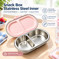 Boîte à bento mignonne en acier inoxydable sans BPA, écologique, compatible micro-ondes, anti-fuite, pour repas sains des enfants (lot de deux)